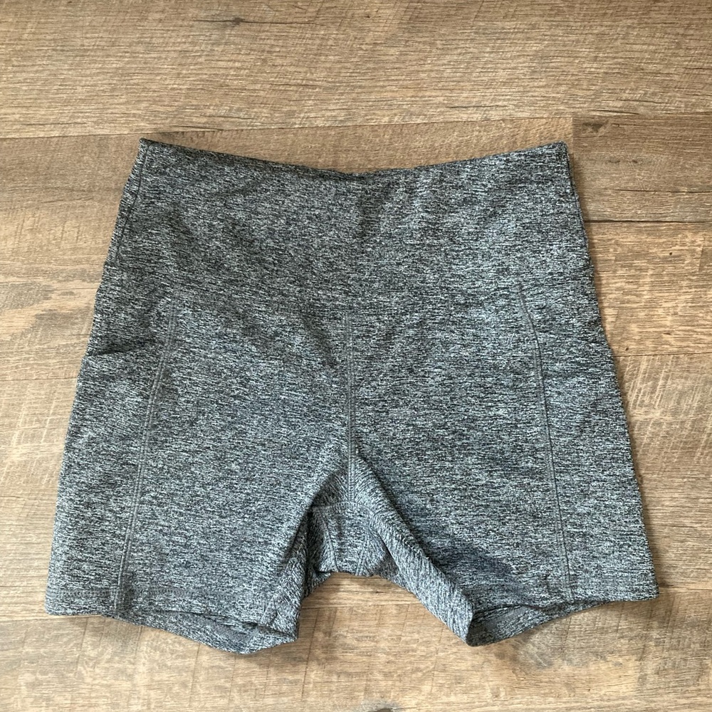 Ebb & Flow | Activewear Heather Grey Pilates / Bike Shorts with Side Pockets